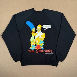 Vintage 1990 The Simpsons Black Crewneck Sweatshirt Made in USA Fits like XS